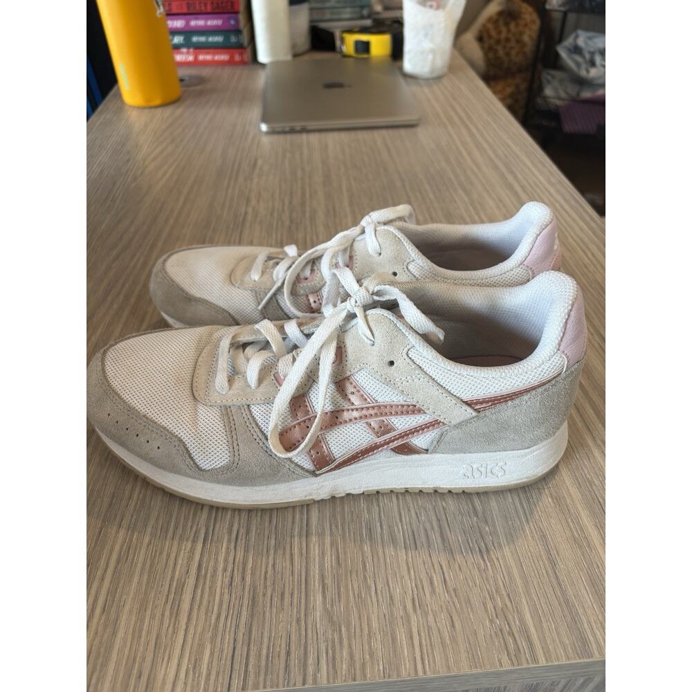 ASICS Womens 10 Sneakers Beige Pink Suede Mesh Lace Up Casual Shoes 1202A306 - Picture 3 of 10